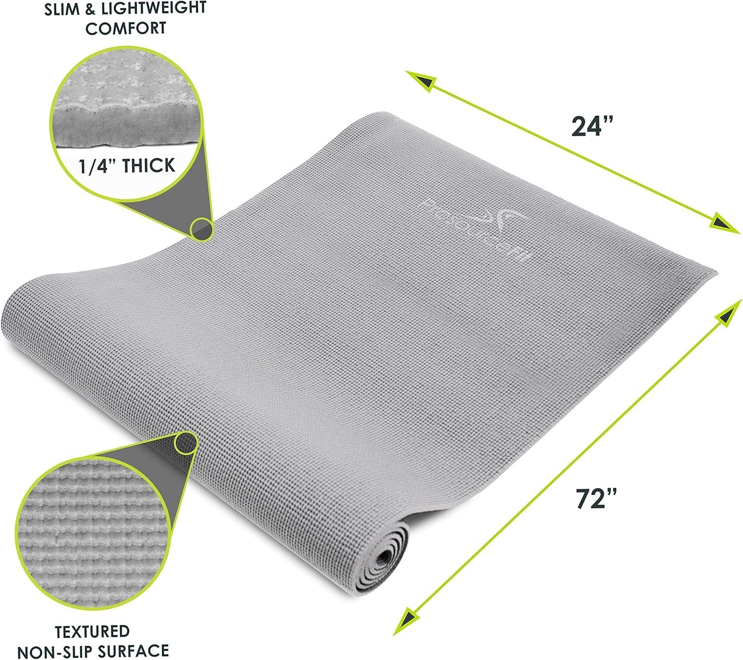 ¼” Thick Yoga Mat – Non-Slip Grip & Portable Design, Multiple Colors