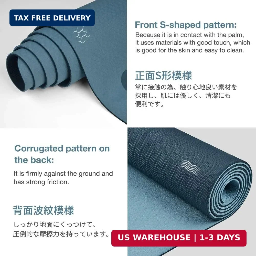 Gruper Yoga Mat Non Slip, Eco Friendly Fitness Exercise Mat with Carrying Strap,