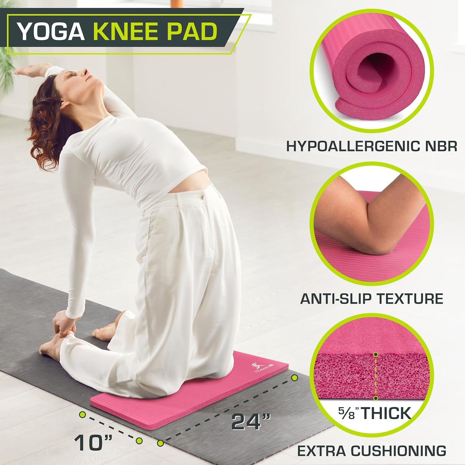 Travel-Friendly Yoga Knee Pad & Elbow Cushion – Lightweight & Compact 24”x10”