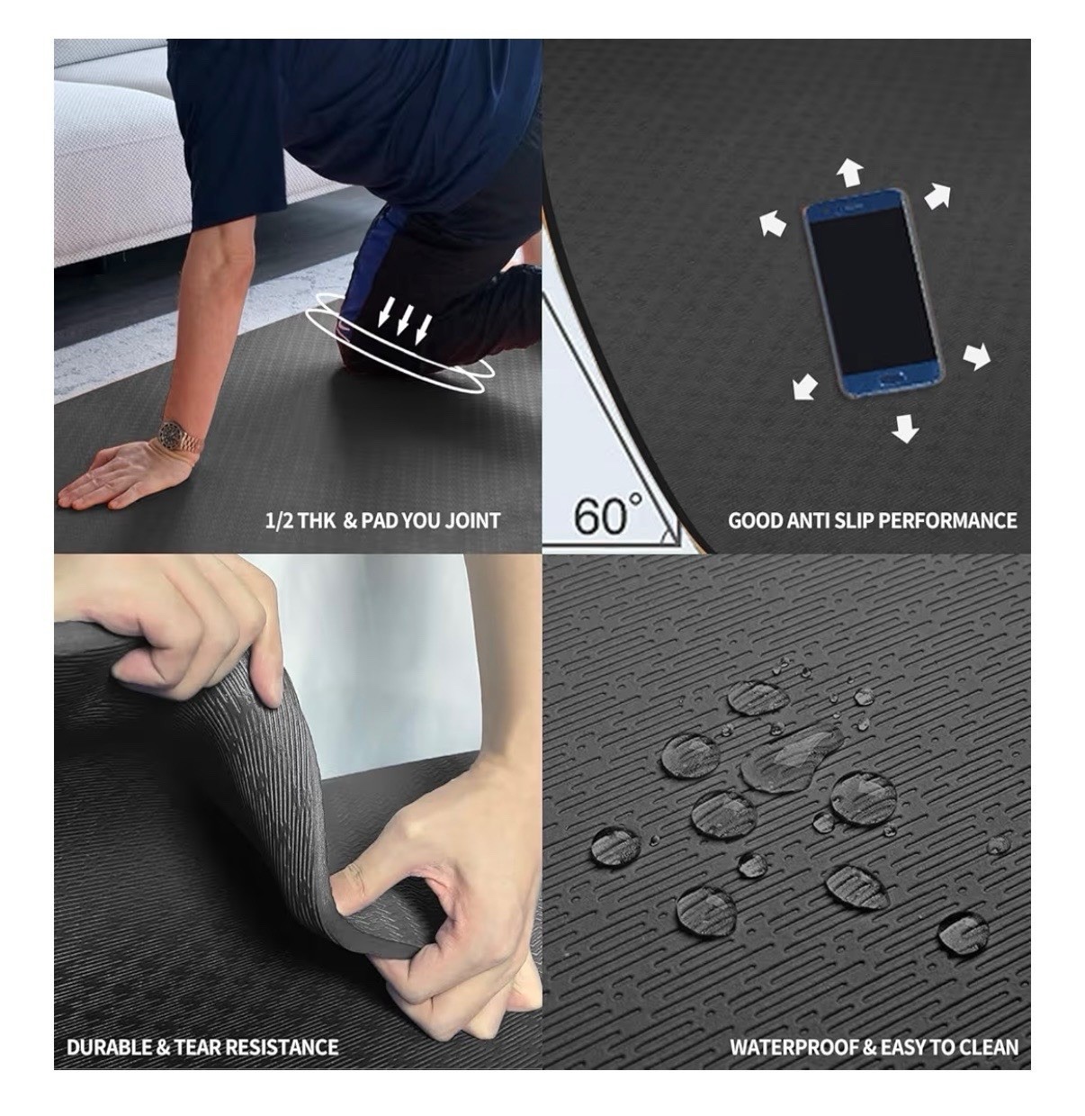 Hatha Yoga Large TPE Yoga Mat 6’X4’X1/2″ Extra Thick Non-Slip Exercise Mat – for