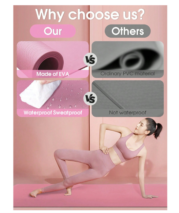 4mm Thick Eco FriendlyEva Yoga Mat, Anti-slip Fitness Padding Mat Pilates & Gym,