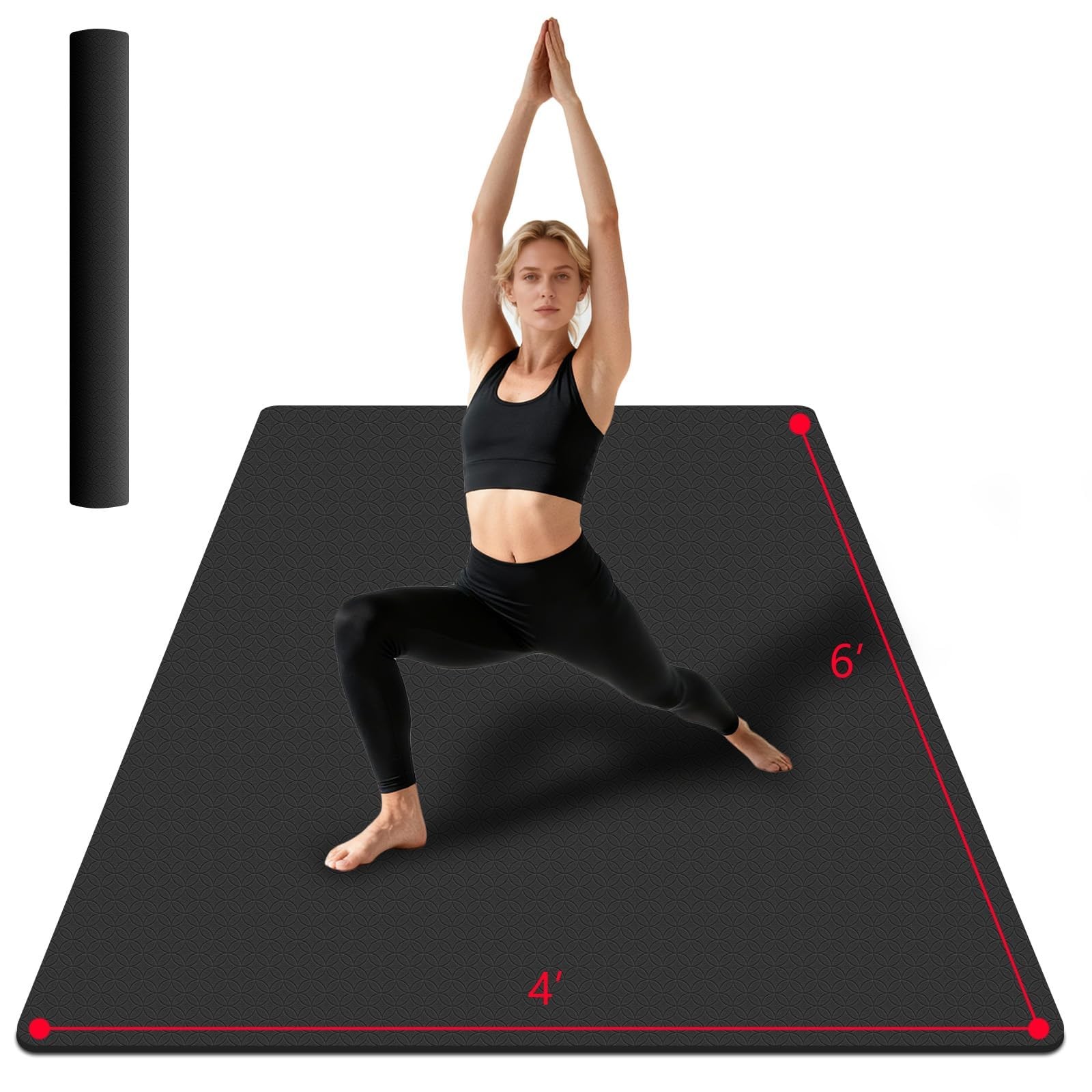 Extra Large Yoga Mat 6’x 4’x 6mm (1/4in) Thick Exercise Mat for Men and Women…