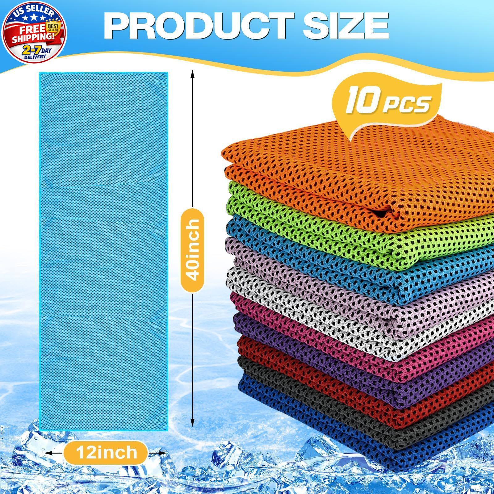 30 Packs Cooling Towels Bulk (40″x12″) Gym Cooling Towels for Neck and Face Swea
