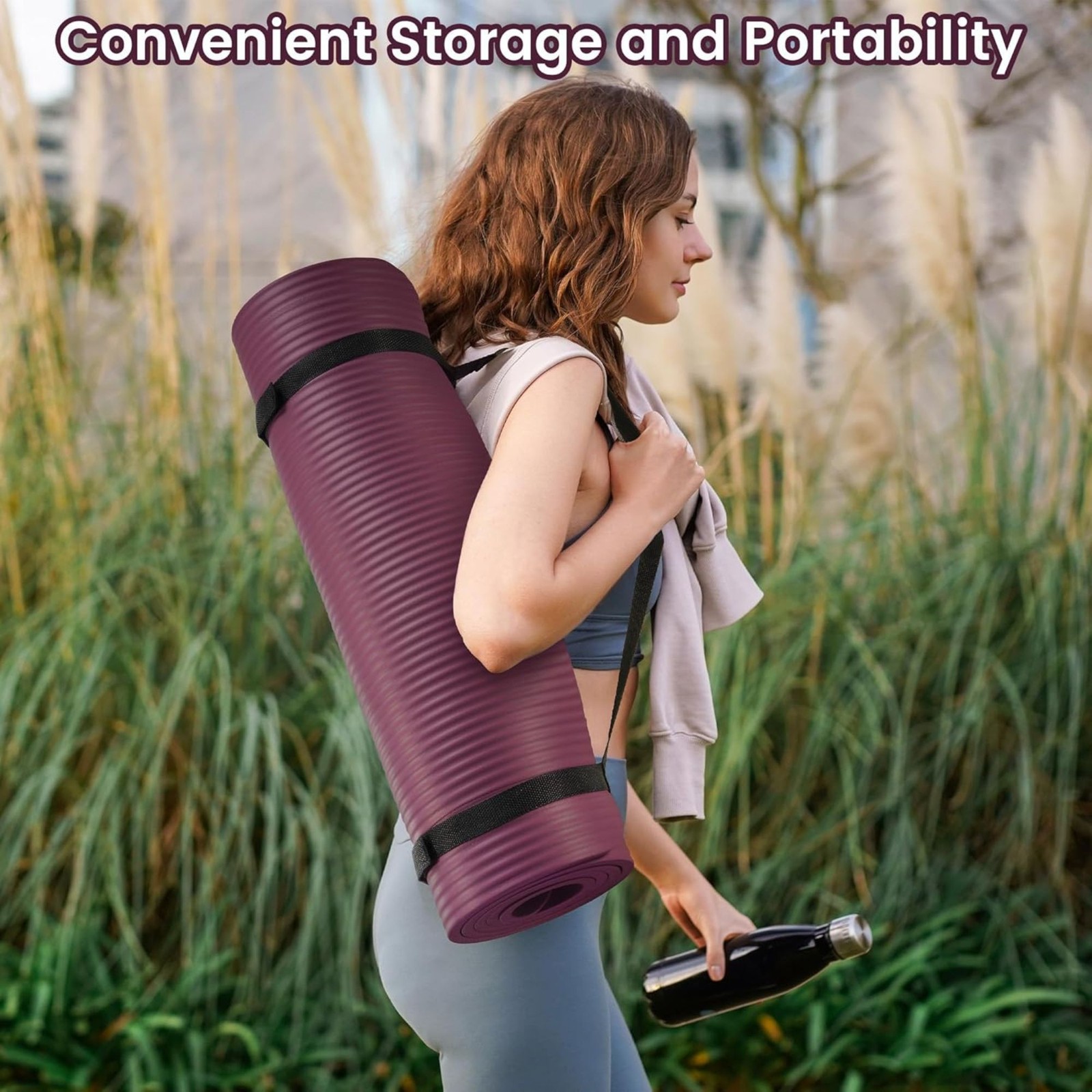 Fitvids 1/2″ Thick High Density Exercise Yoga Mat, Carrying Strap (Open Box)