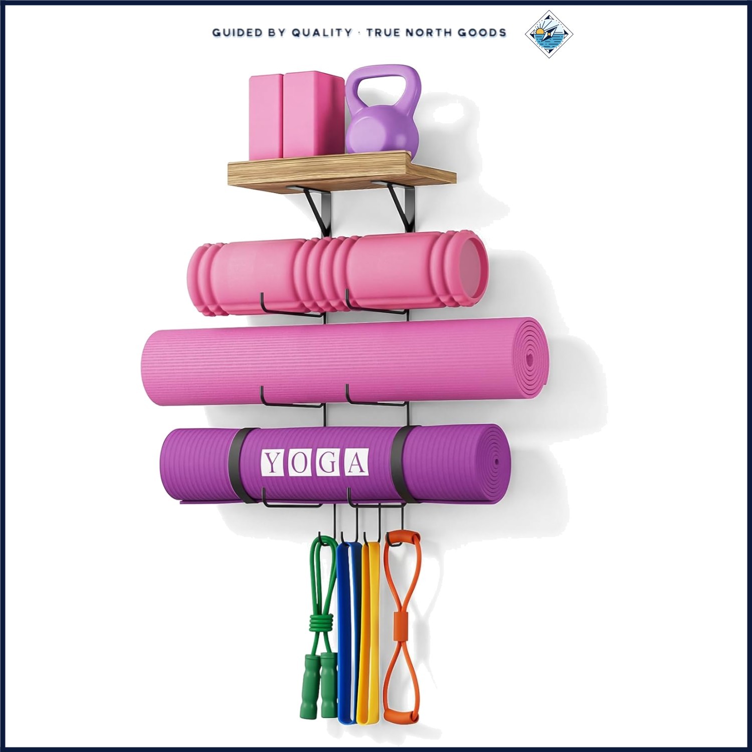 Floating Yoga Mat Storage Rack with Heavy-Duty Mounting Hardware Included