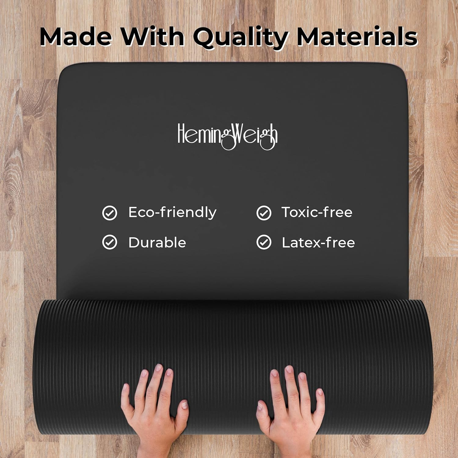 Yoga Mat 1 Inch Extra Thick | Non Slip Black (70″L X 23″W)