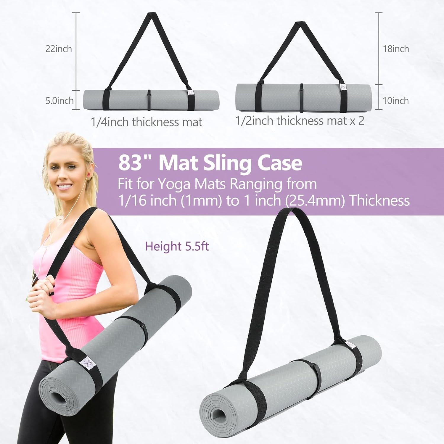 Thick72″ x 24″ x 6mm Yoga Mat Exercise Gym Fitness mat Non slip with carry strap