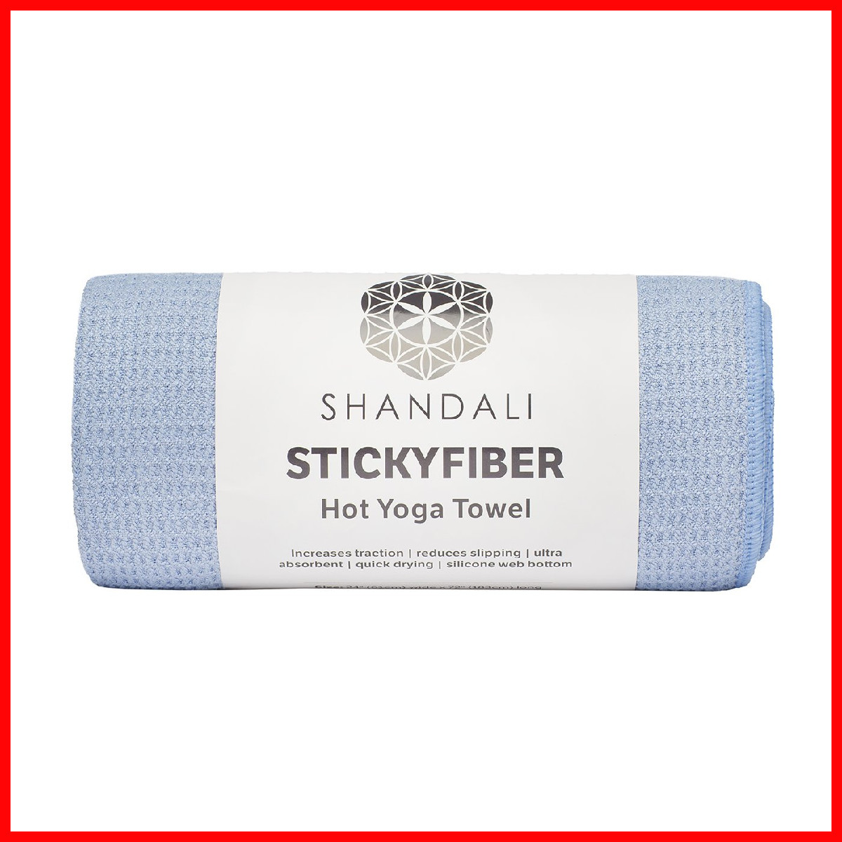 Shandali Stickyfiber Hot Yoga Towel – Silicone Backed Yoga Mat-Sized Absorbent