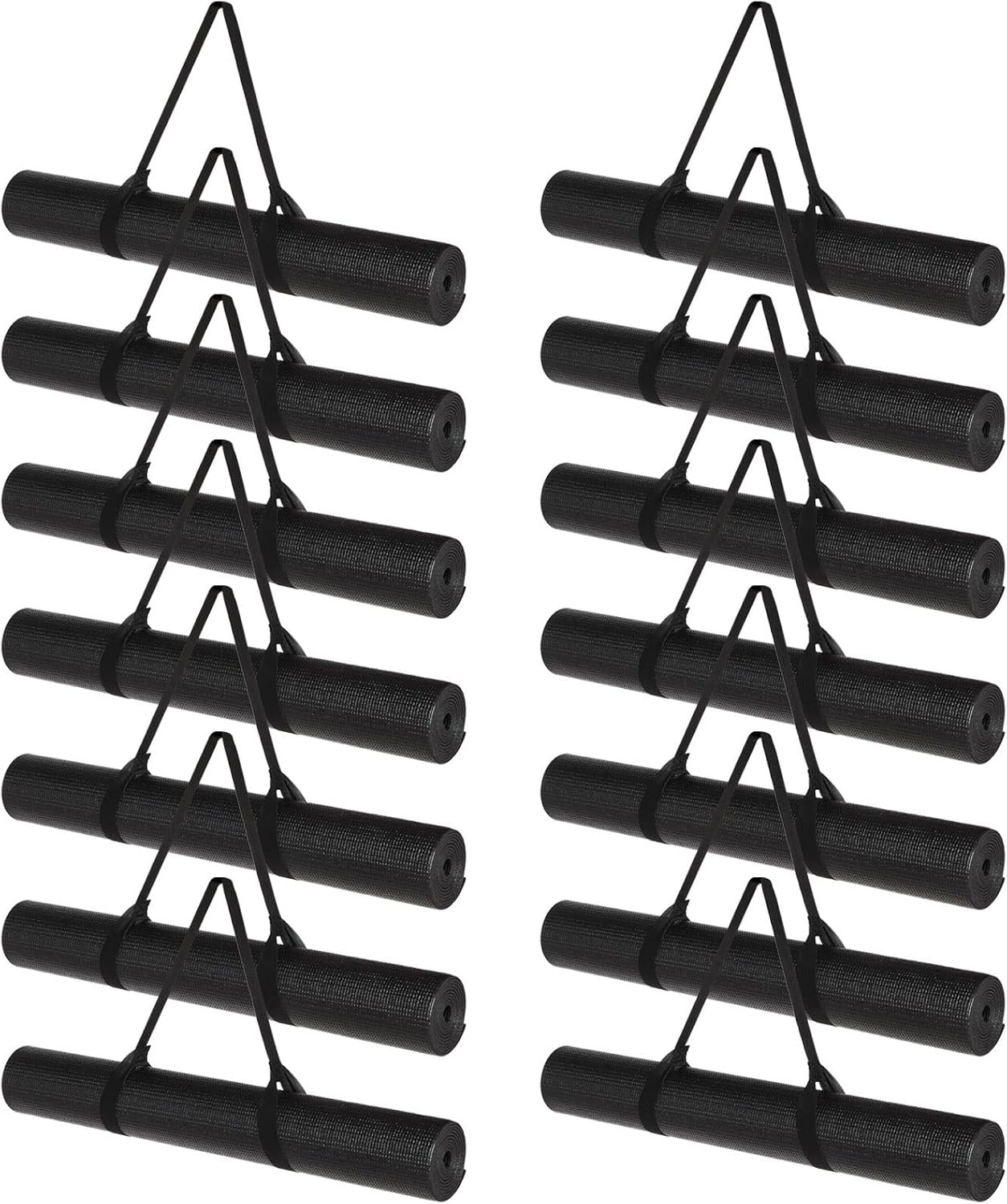 Riakrum 20 Pieces Exercise Yoga Mat 68x24in Non Slip Black with Strap
