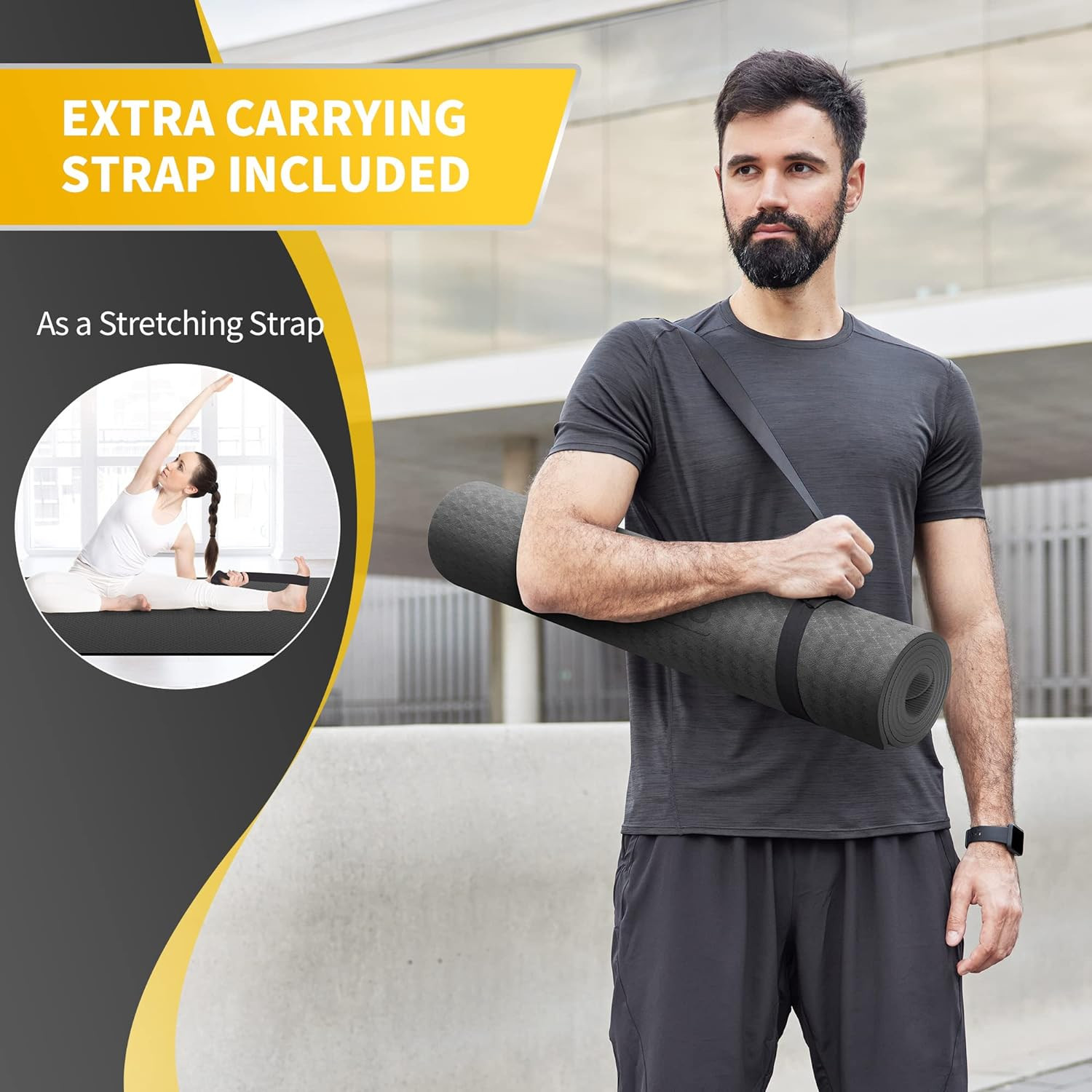 Extra Wide Yoga Mat for Women and Men (72″/84″X 32″X 1/4″) TPE Workout Mat, Non-