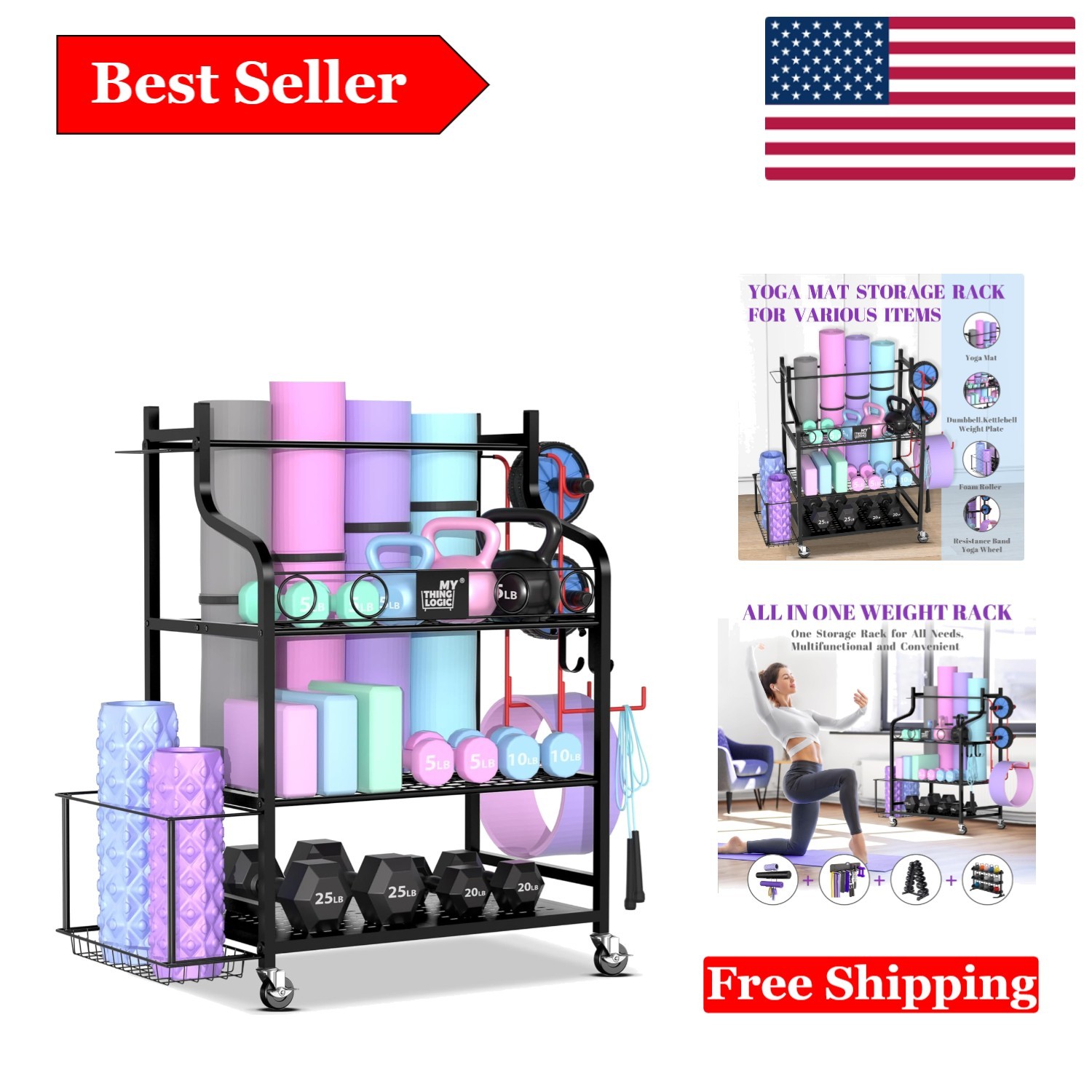Multifunctional Workout Equipment Storage Rack