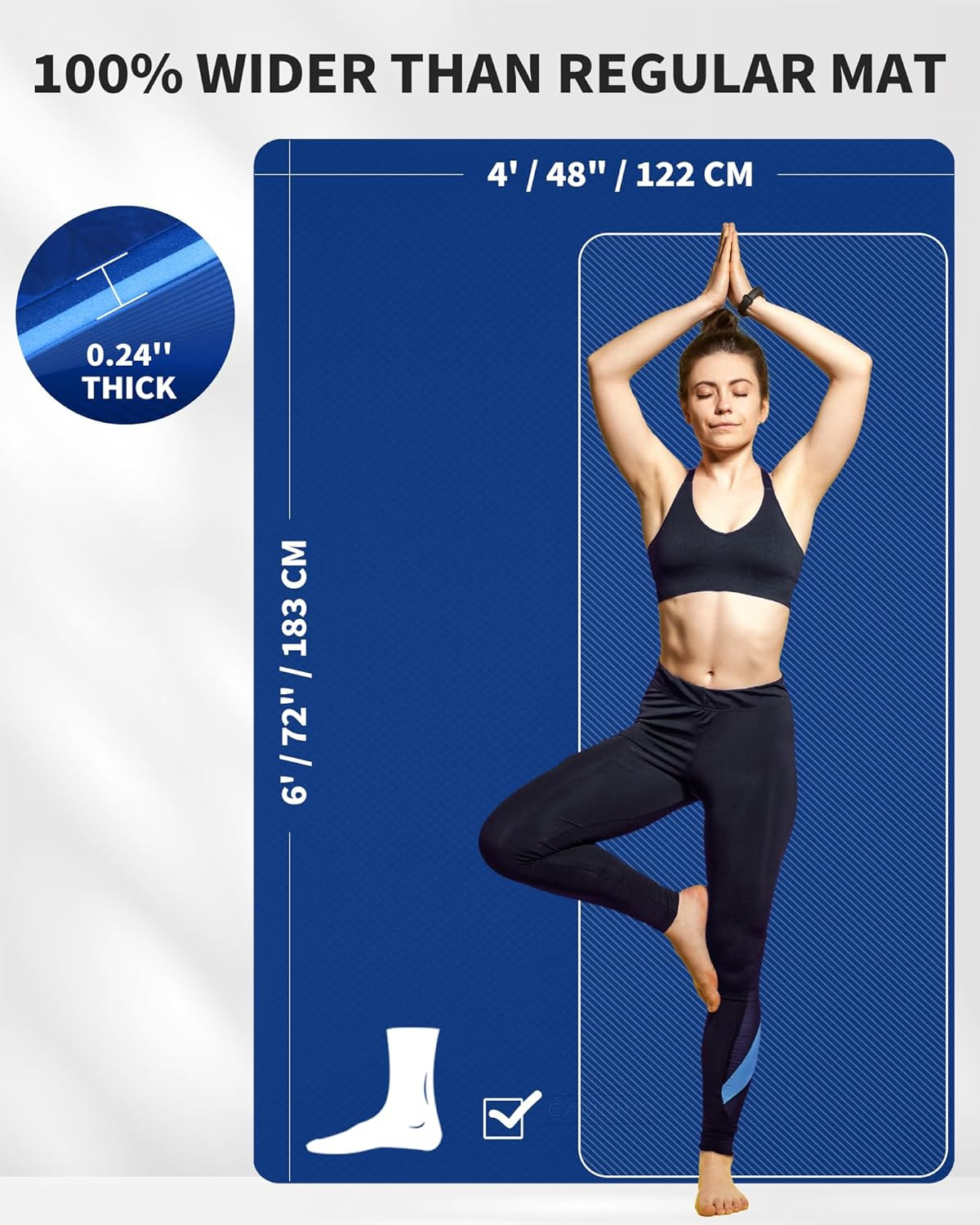 Yoga Mat 72″ X 48″ Large Workout Mat for Home Gym Flooring | 6Mm-12Mm (0.24″-0.4