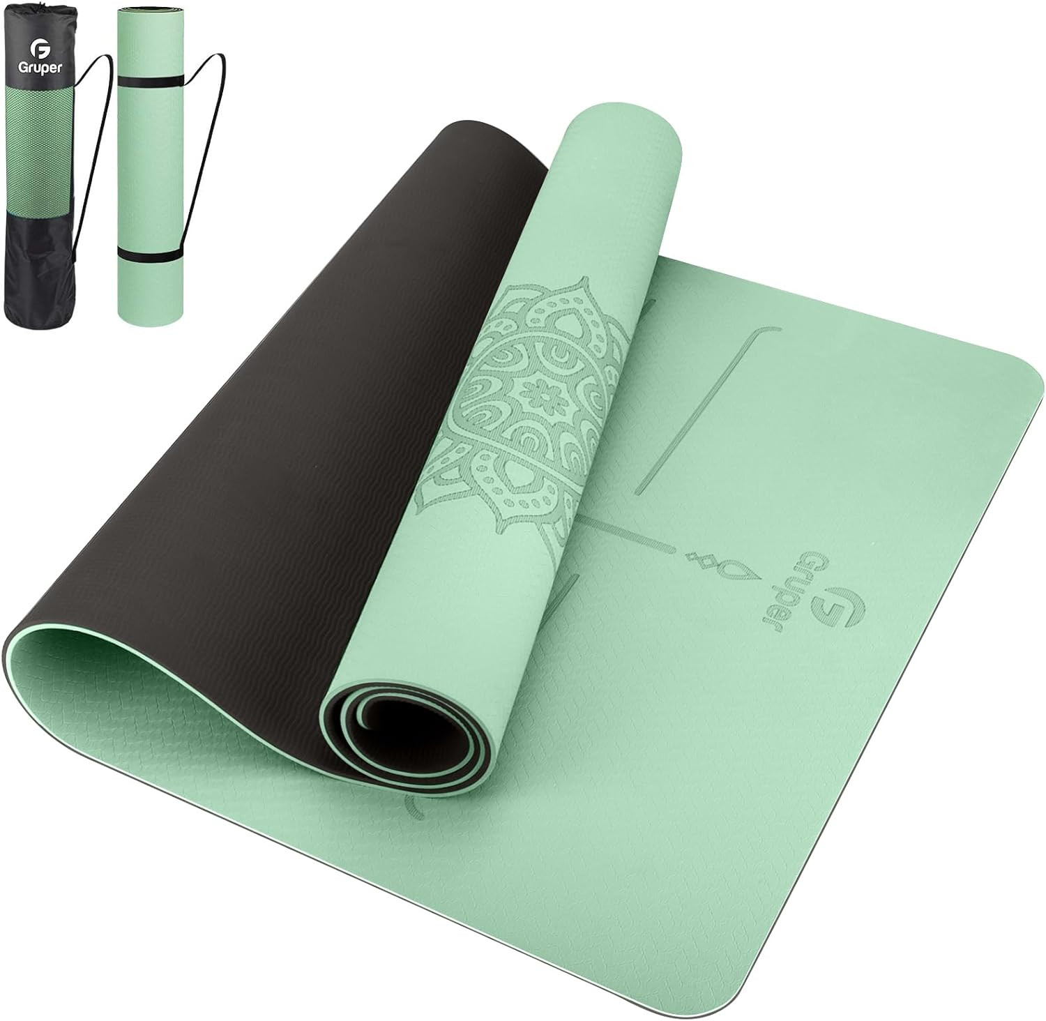 Yoga Mat Non Slip TPE Extra Wide Yoga Mat with Alignment Mark, 72″L X 32″W X 0.3