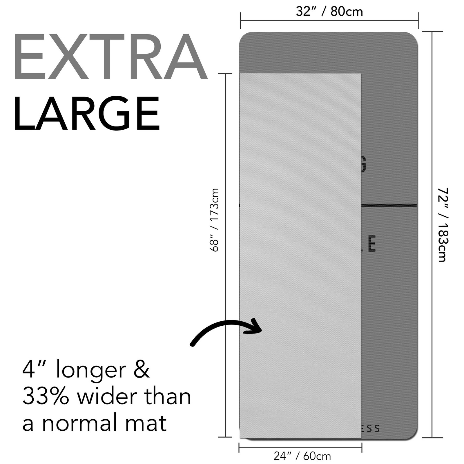 Large Exercise Mat – Extra Thick 10mm Workout Mat (72″x32″) – Non-Sl