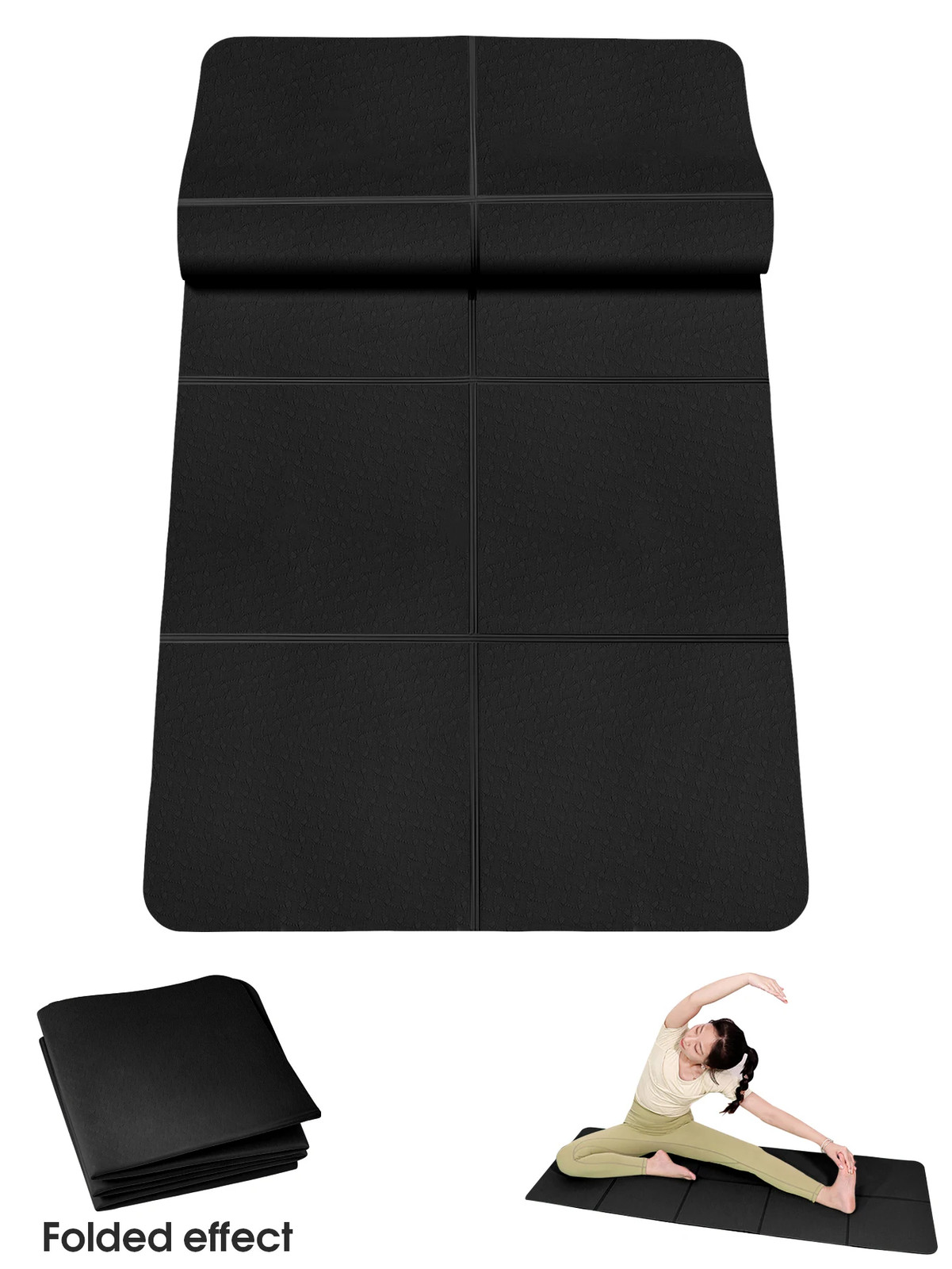 Yoga Mat Nonslip Thick Exercise Fitness Mat with Carrying Strap Eco TPE 6mm