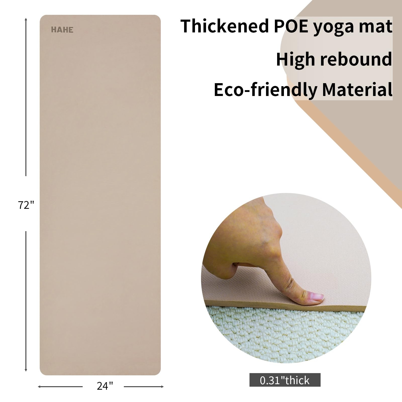 Yoga Mat Thick (8MM,1/3″), Eco-Friendly POE Non Slip Yoga Mat, High Rebound &…