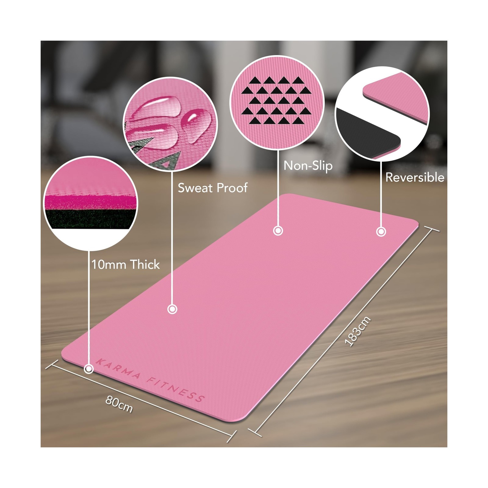 Large Exercise Mat – Extra Thick 10mm Workout Mat (72″x32″) – Non-S.