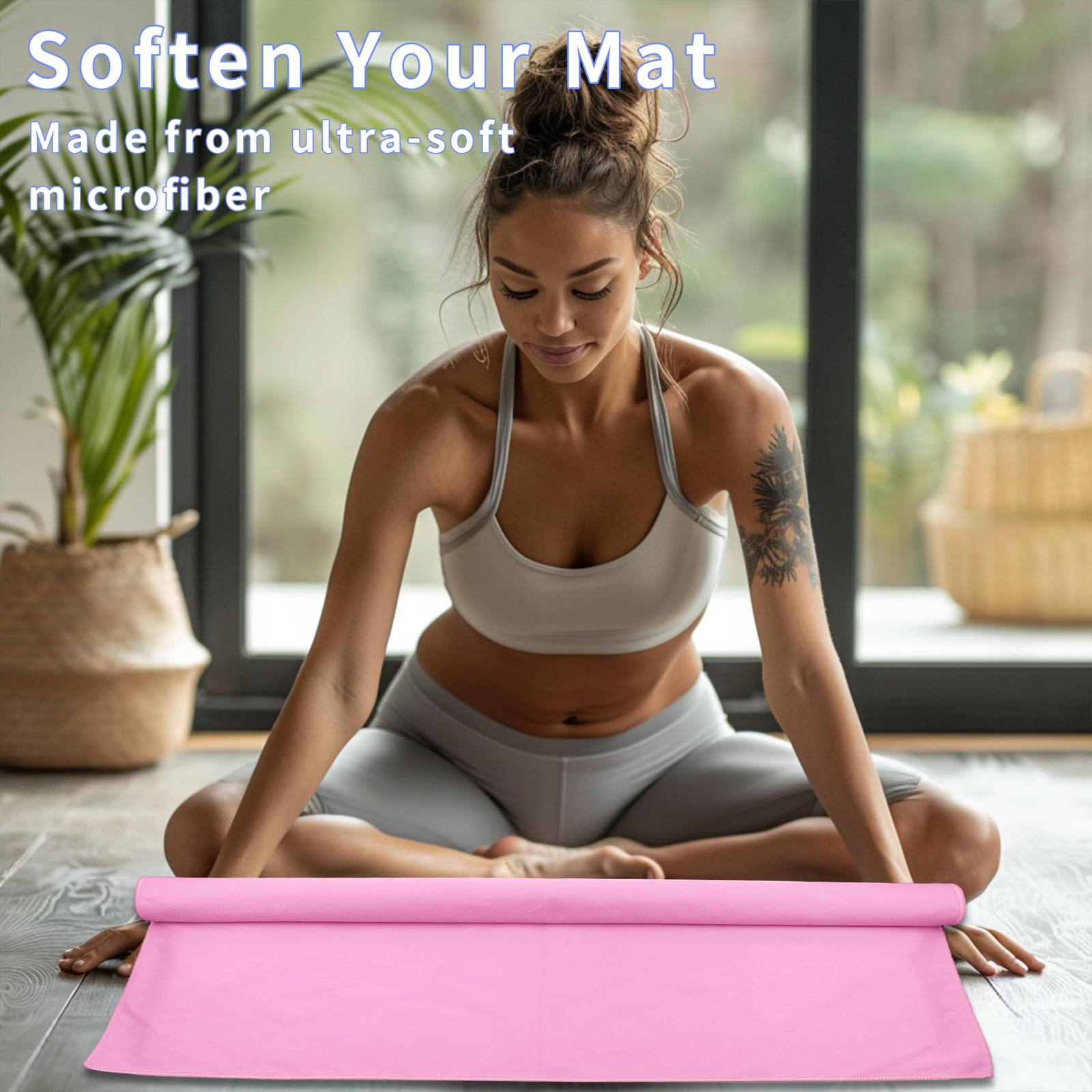 MIAOMIAO Non-Slip Hot Yoga Towel Set,Super Absorbent 72″ x 24.5″, Carbon Grey