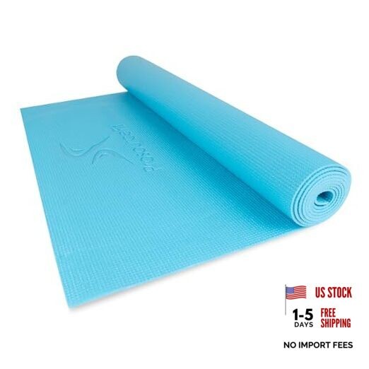 Classic Yoga Mat 1/8” (3mm) Thick, Extra Long 72-Inch Lightweight Fitness Aqua