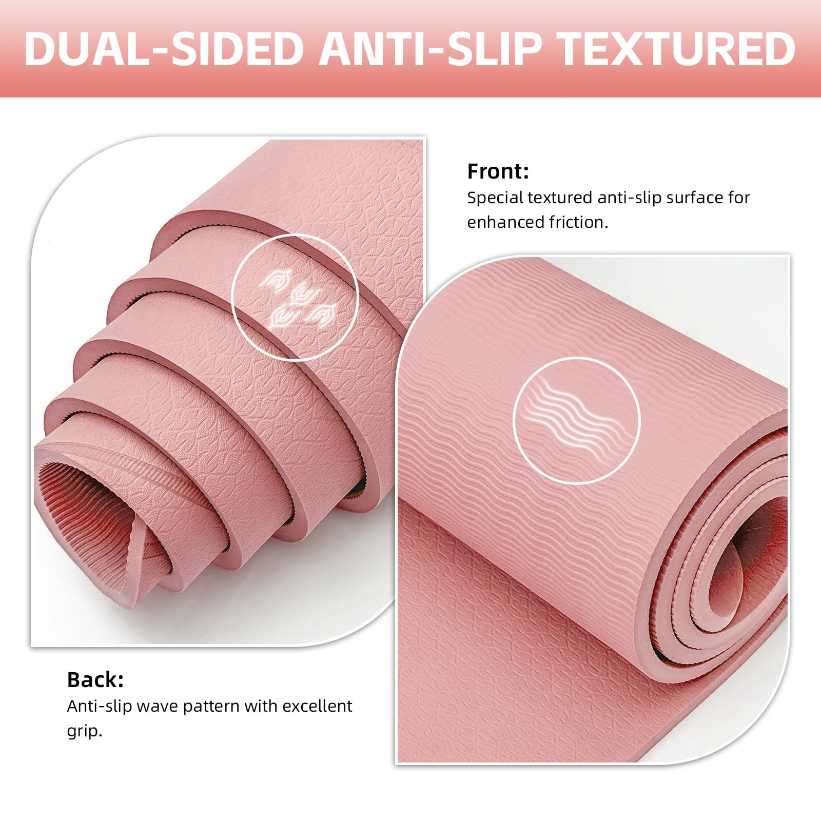 Large Yoga Mat Thick, 76″x32″x0.31″Wide POE 76″L x 32″W x 0.31″H, Peach pink