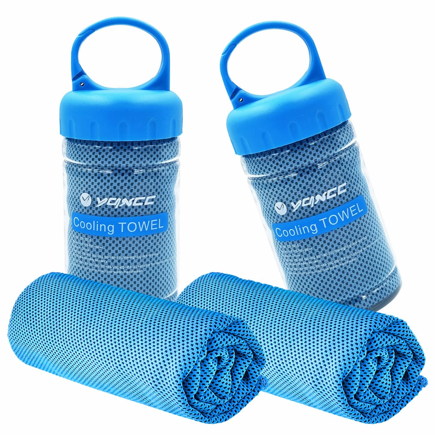 YQXCC Cooling Towel | 2 Pack 47″x12″ | Ice Cool for Neck Large, 2*light Blue