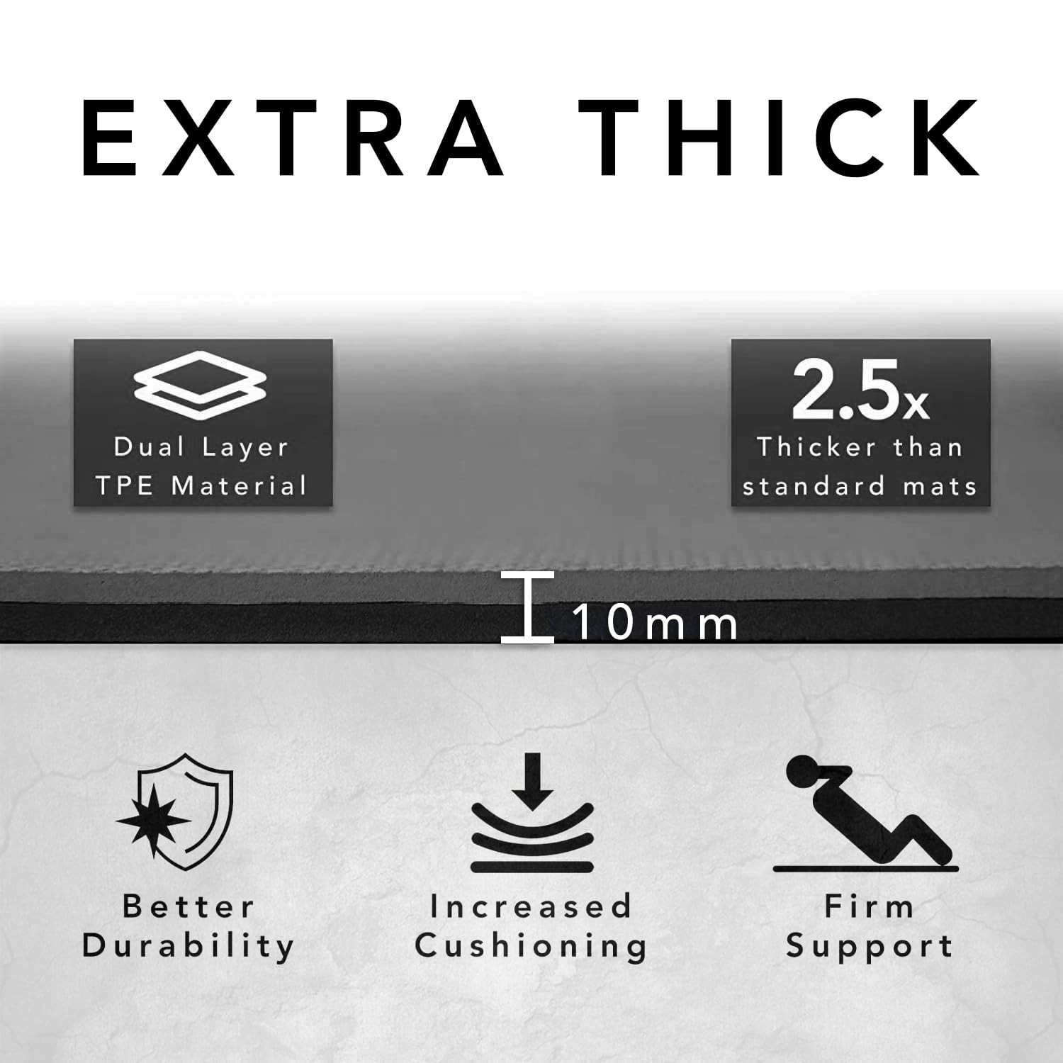 Large Exercise Mat Extra Thick 10mm Workout Mat (72 x32 ) Non Slip TPE Yoga Mat