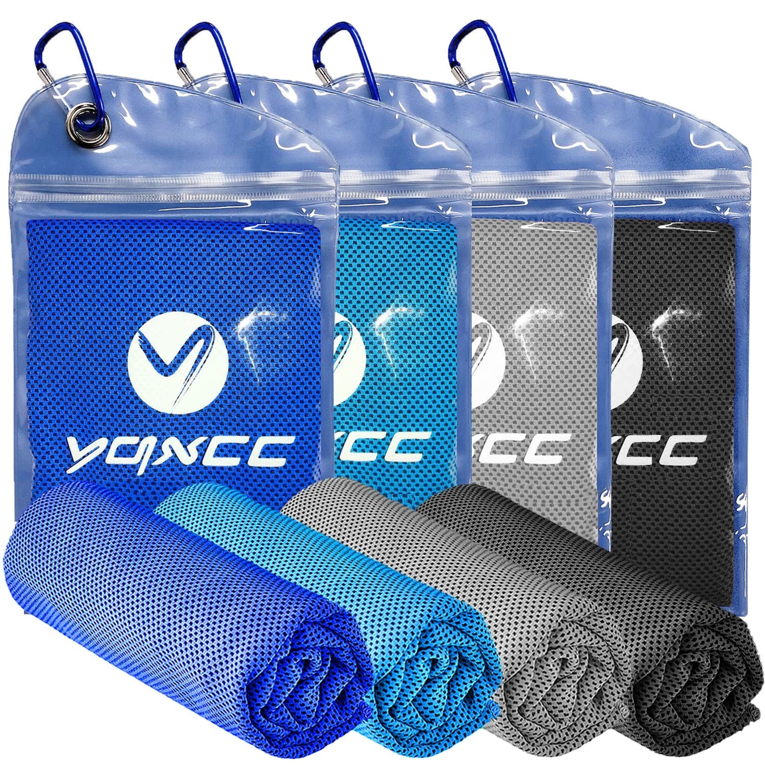 YQXCC Cooling Towels 4 Pack (40″x12″) Cool for Neck, Microfiber Soft Breathab…
