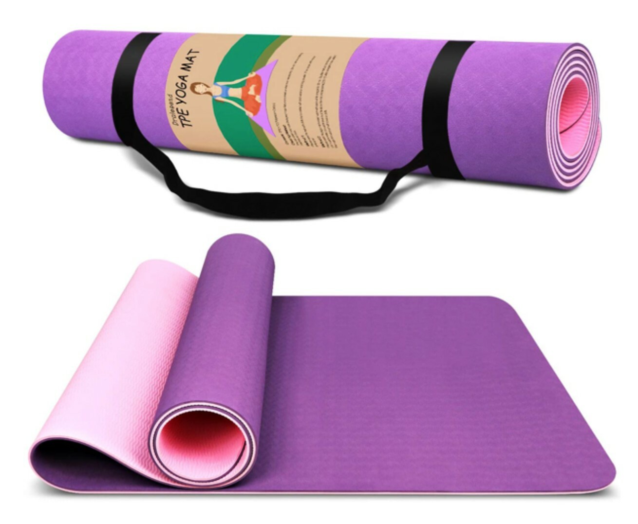  Dralegend TPE Yoga Mat: Purple/Pink Classic 1/4 inch 