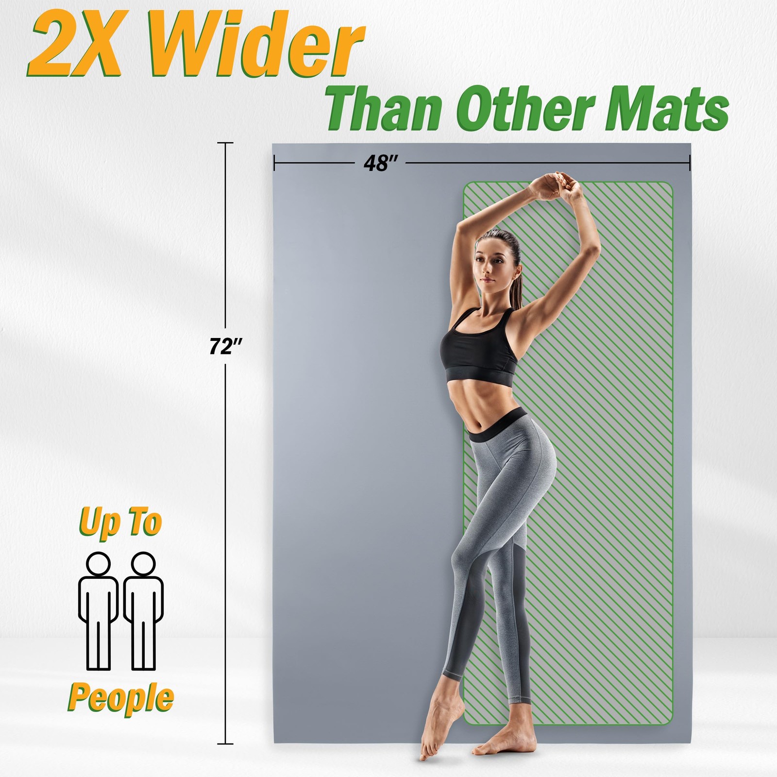Large Yoga Mat – 6’x4’ Wide Exercise Mat – 8mm Thick Waterproof Non-Slip Work…