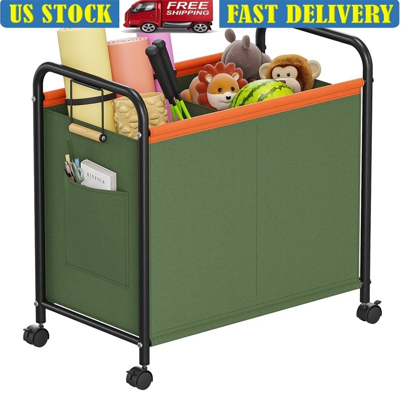 Portable Wheeled Home Gym Storage Rack Rolling Cart Yoga Mats Foam Rollers Toys