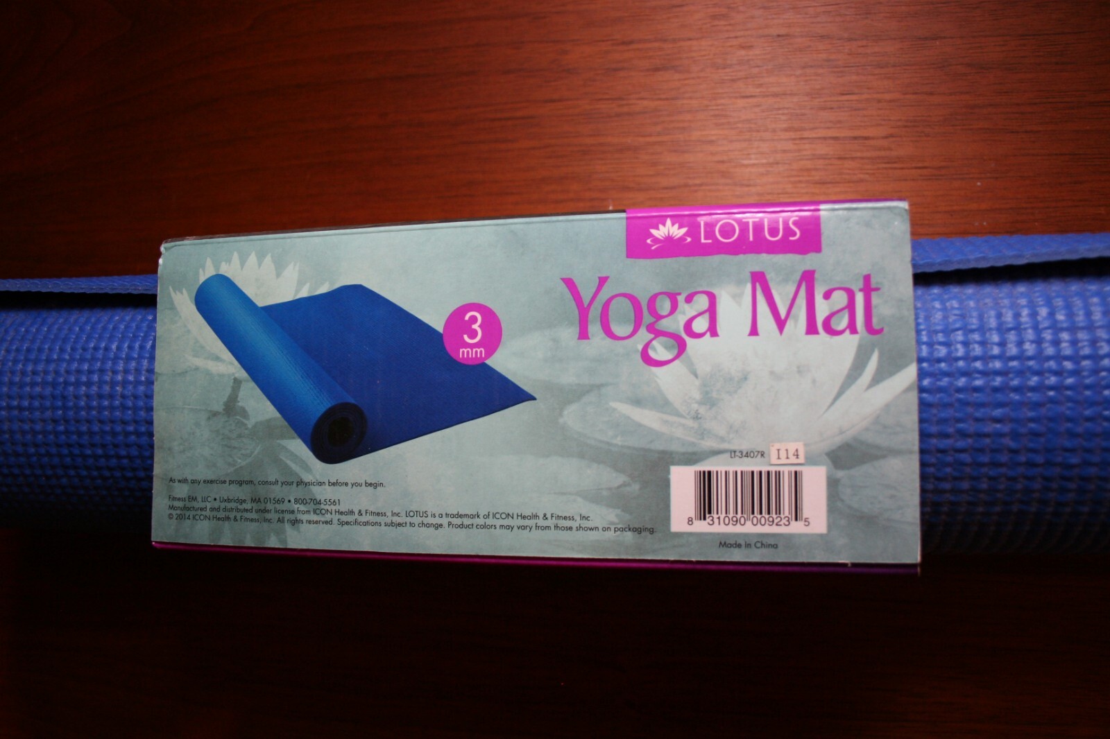 Lotus Yoga Mat 24″ x 68″ x 3mm Thick (Blue) ICON Health & Fitness, Inc.