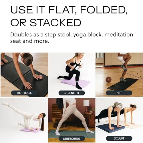 Foldable Yoga Mat Pro, 2 in 1 with Premium Textured Grip, Non Slip, Black