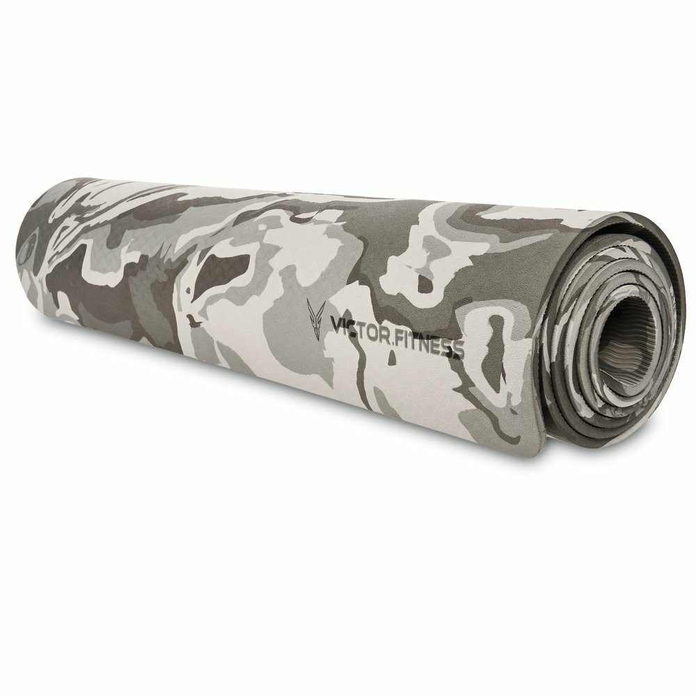 Victor Fitness VYGC2 Gray Camo TPE Yoga Mat with Red/Black X-Large Waist Trainer
