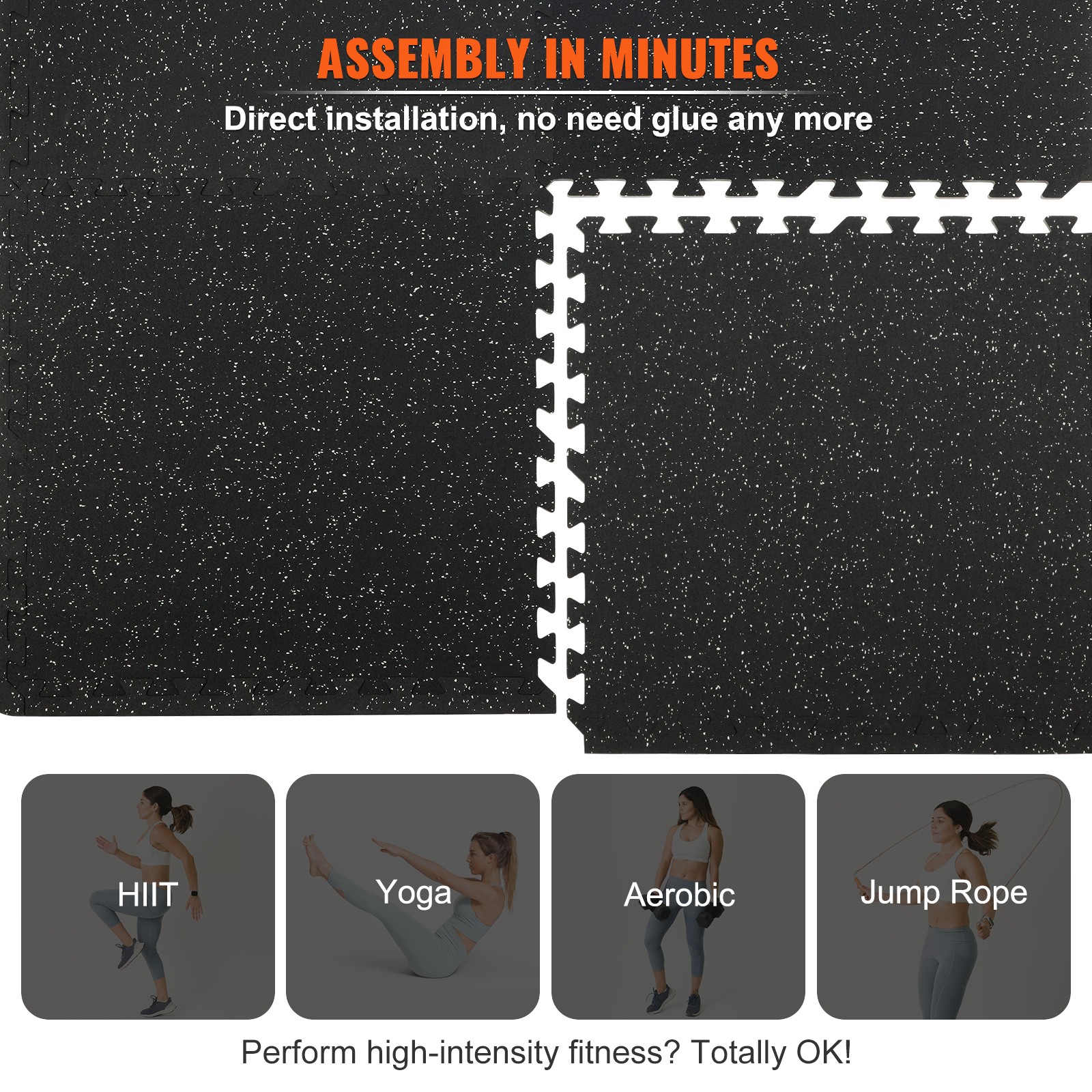 VEVOR 25 PCS Thick Gym Floor Mats, EVA Foam & Rubber Top Interlocking Workout F