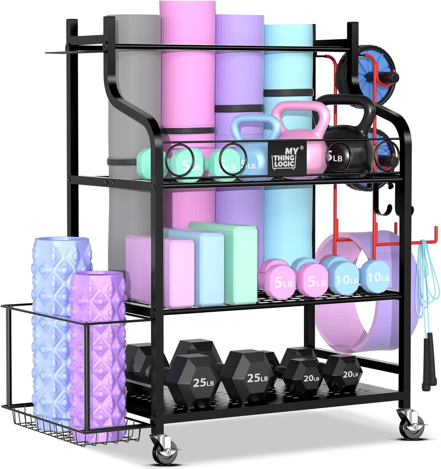 Mythinglogic Yoga Mat Storage Racks,Home Gym Storage Rack for Dumbbells Kettlebe