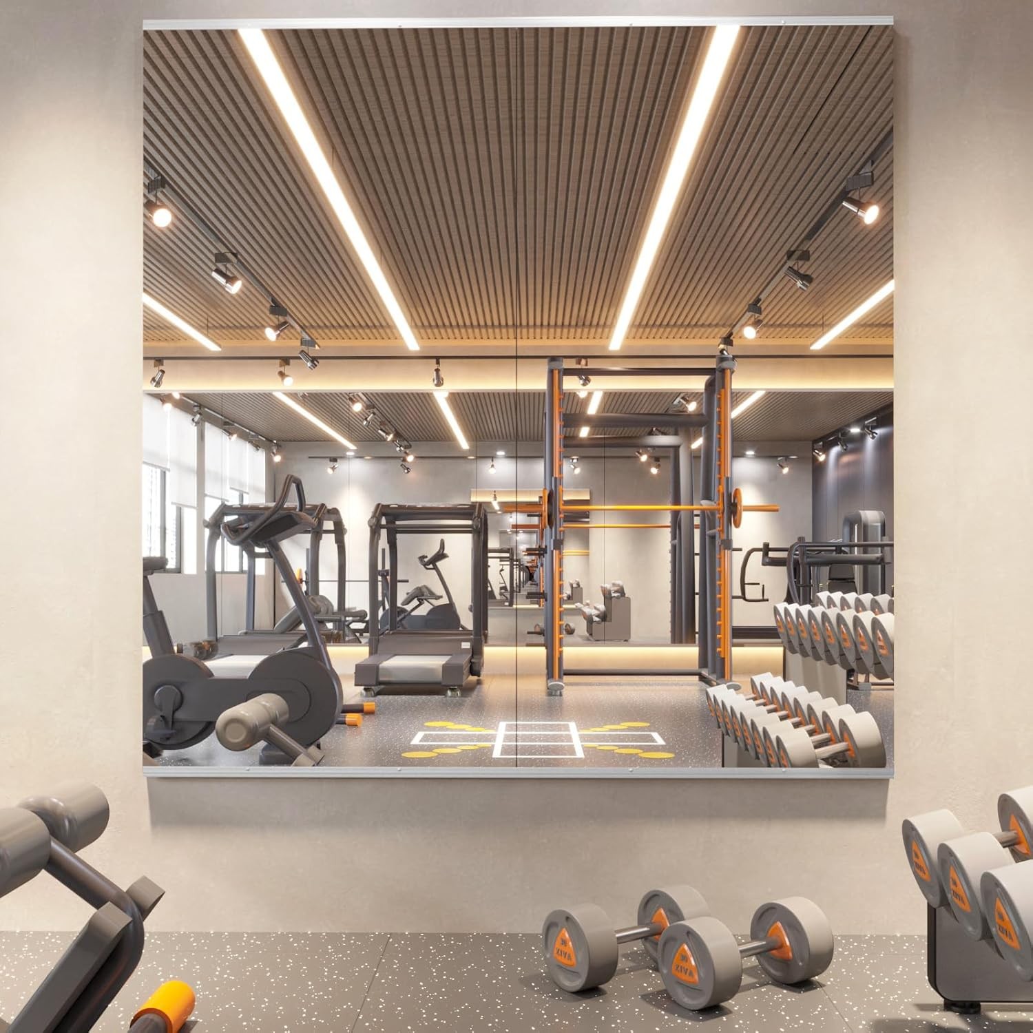 Home Gym Mirror, 56X16 Inch(Each)-2Pack Large Frameless Tempered Glass Full Body
