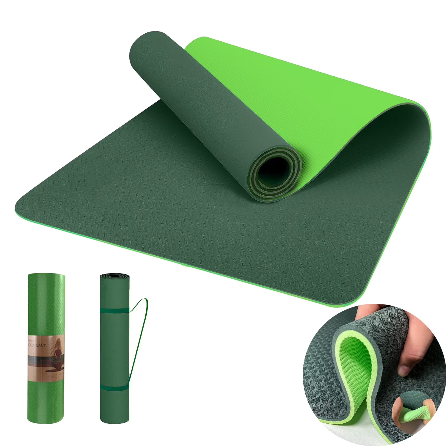Yoga Mat 72 X 24” Exercise Mats 8Mm TPE Non-Slip Extra Thick High-Density Eco F