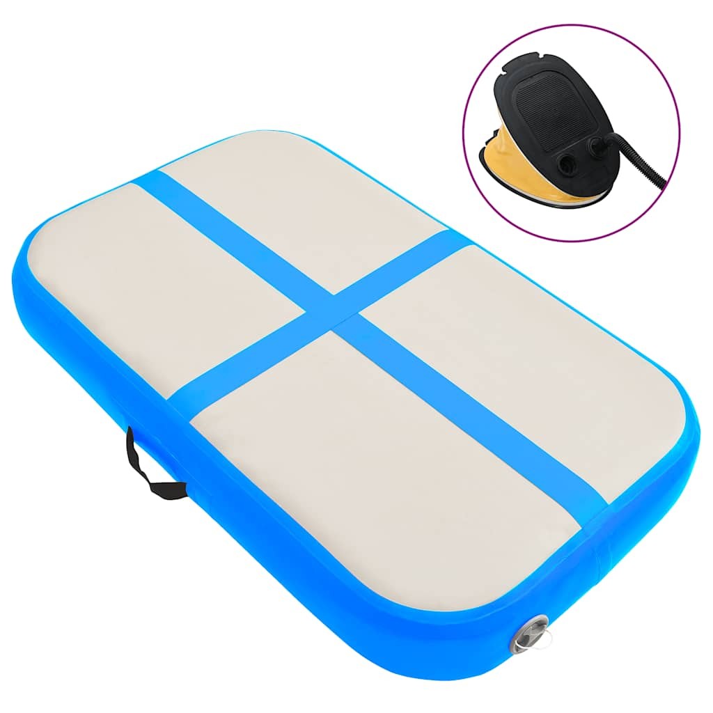 Gymnastics mat with pump inflatable 60x100x10 cm PVC blue