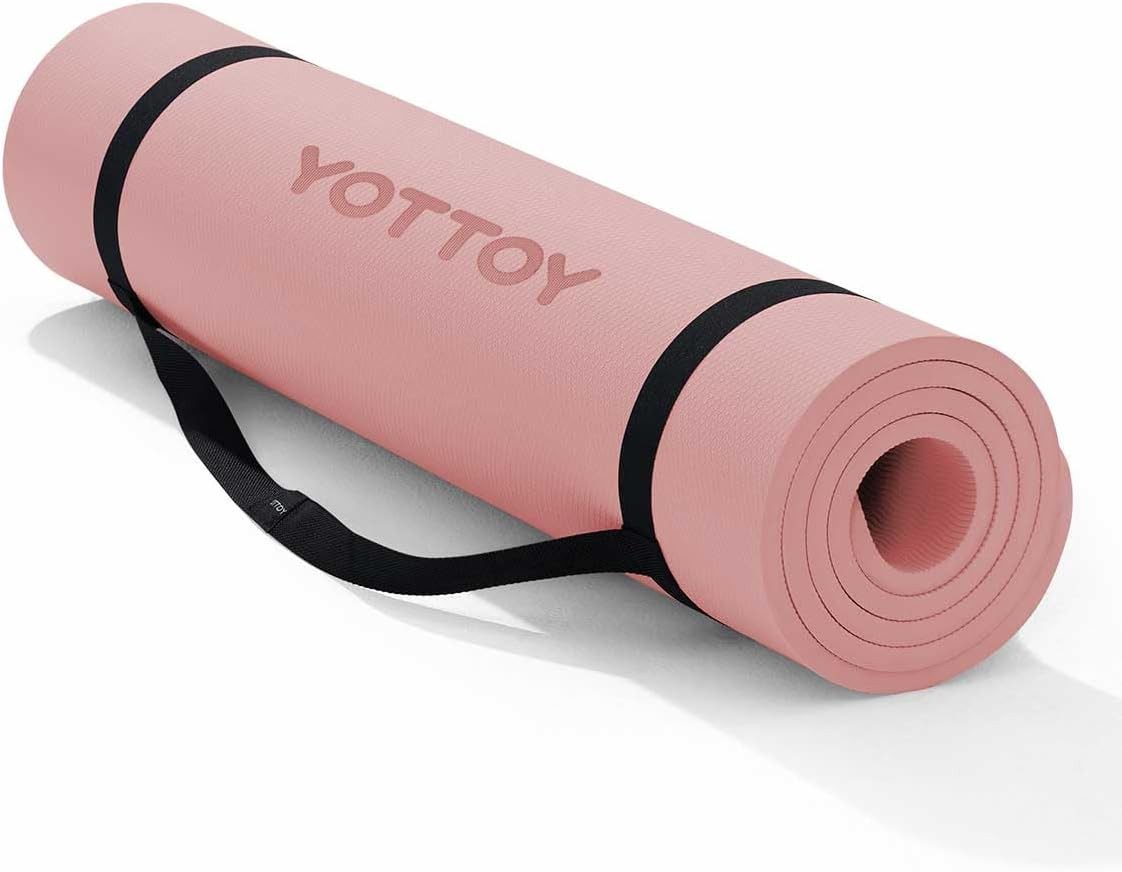 YOTTOY Extra Thick Yoga Mat 1/2″ 72″x24″ TPE Non-Slip w/ Carry Strap