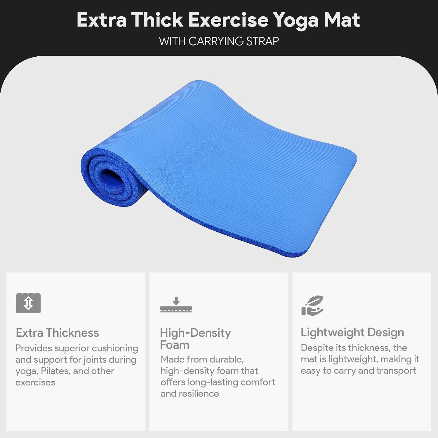 Balancefrom Yoga Mat, 1-Inch Extra Thick High Density Exercise Mat, Anti-Tear Ex