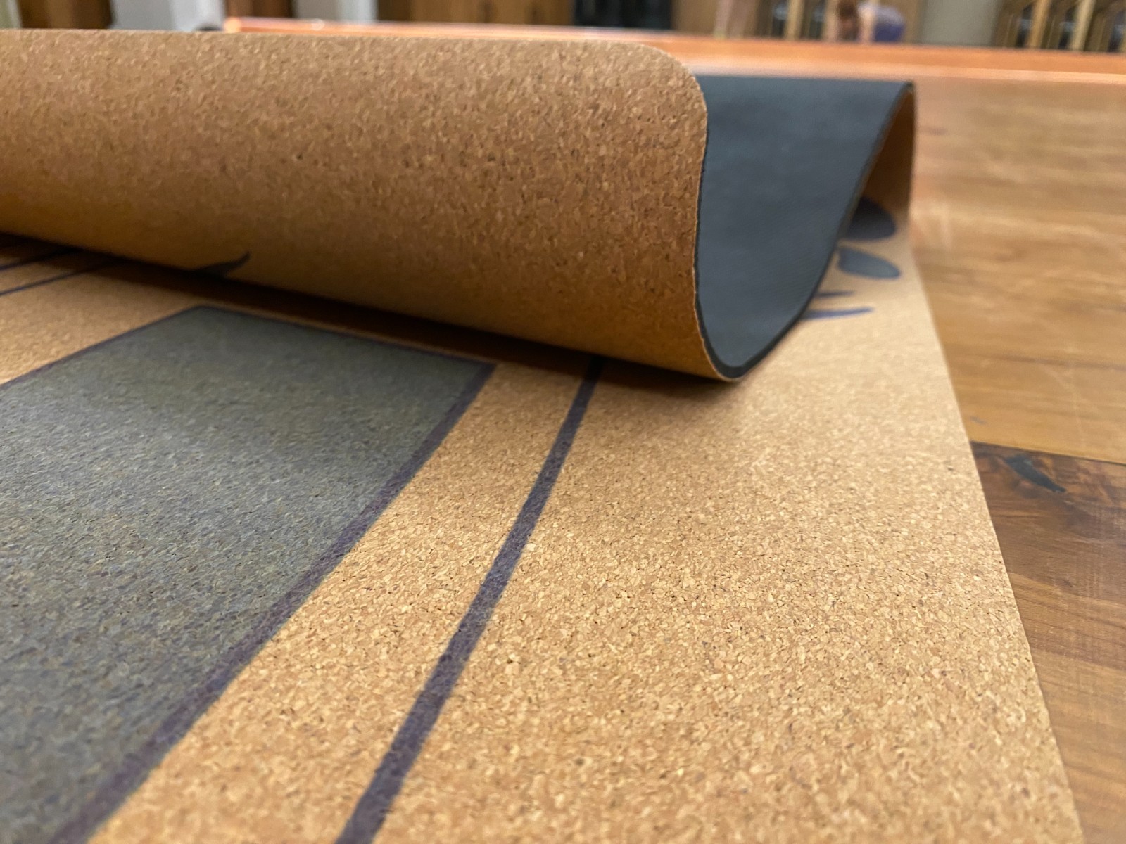 Cork Yoga Mat: Wave Surfboard & Koi Fish Design with Free Strap