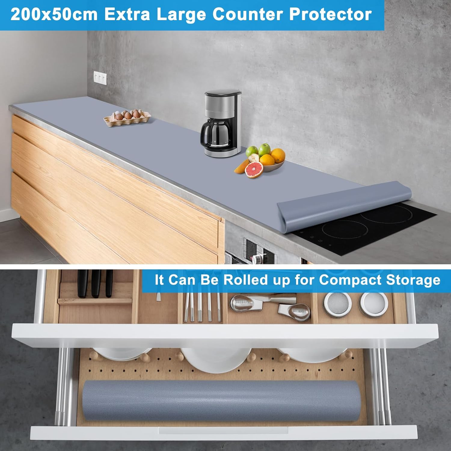 Extra Large Silicone Mat 78.74”X19.69”X0.08”, Multipurpose Silicone Mat Thick He