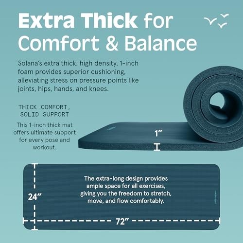 Thick Non-Slip Yoga Mat with Strap for Home Workouts, Pilates & Stretching – 1