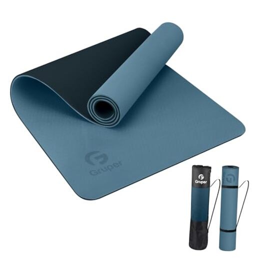 Yoga Mat Non Slip, Eco Friendly Fitness 0.24*24*72 Inches Grey Blue / Black