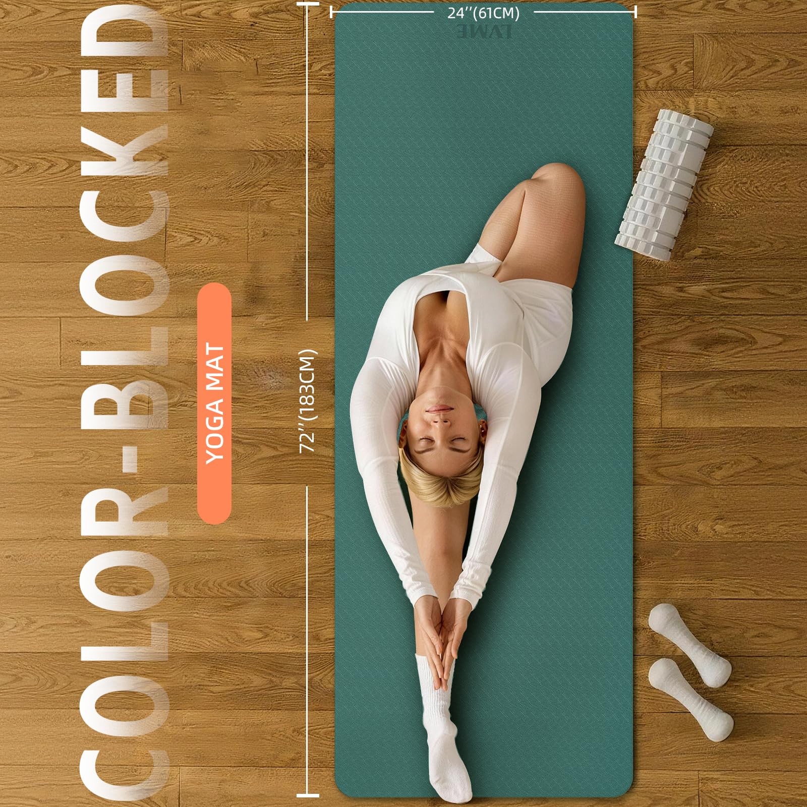 Yoga Mat Non Slip, Anti-Tear 1/4″ & 2/5″ Thick TPE Yoga Mats for Women and Me…