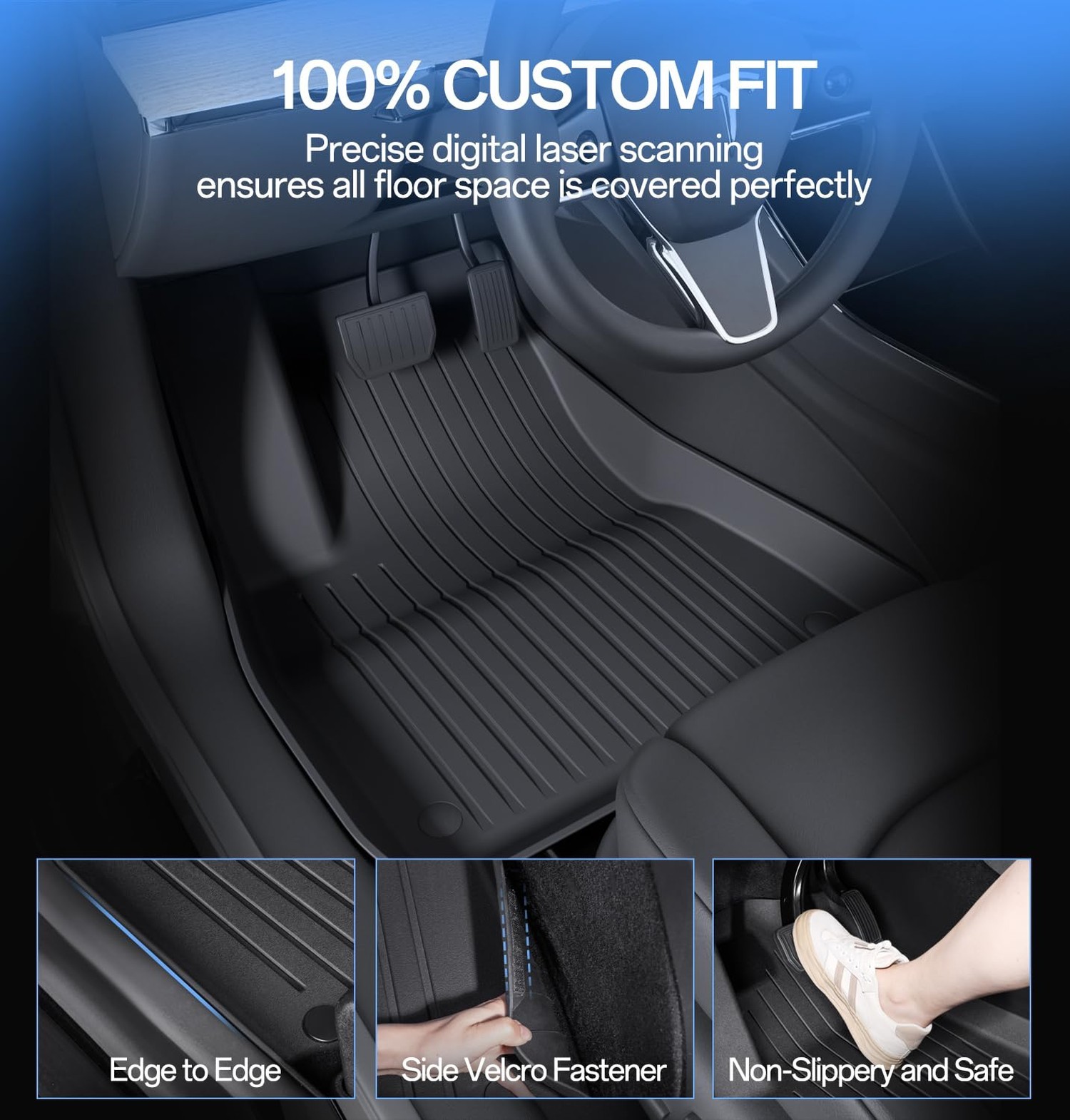 Floor Mats Fits for Tesla Model 3 2023-2018 – All Weather TPE Custom Fit Car …