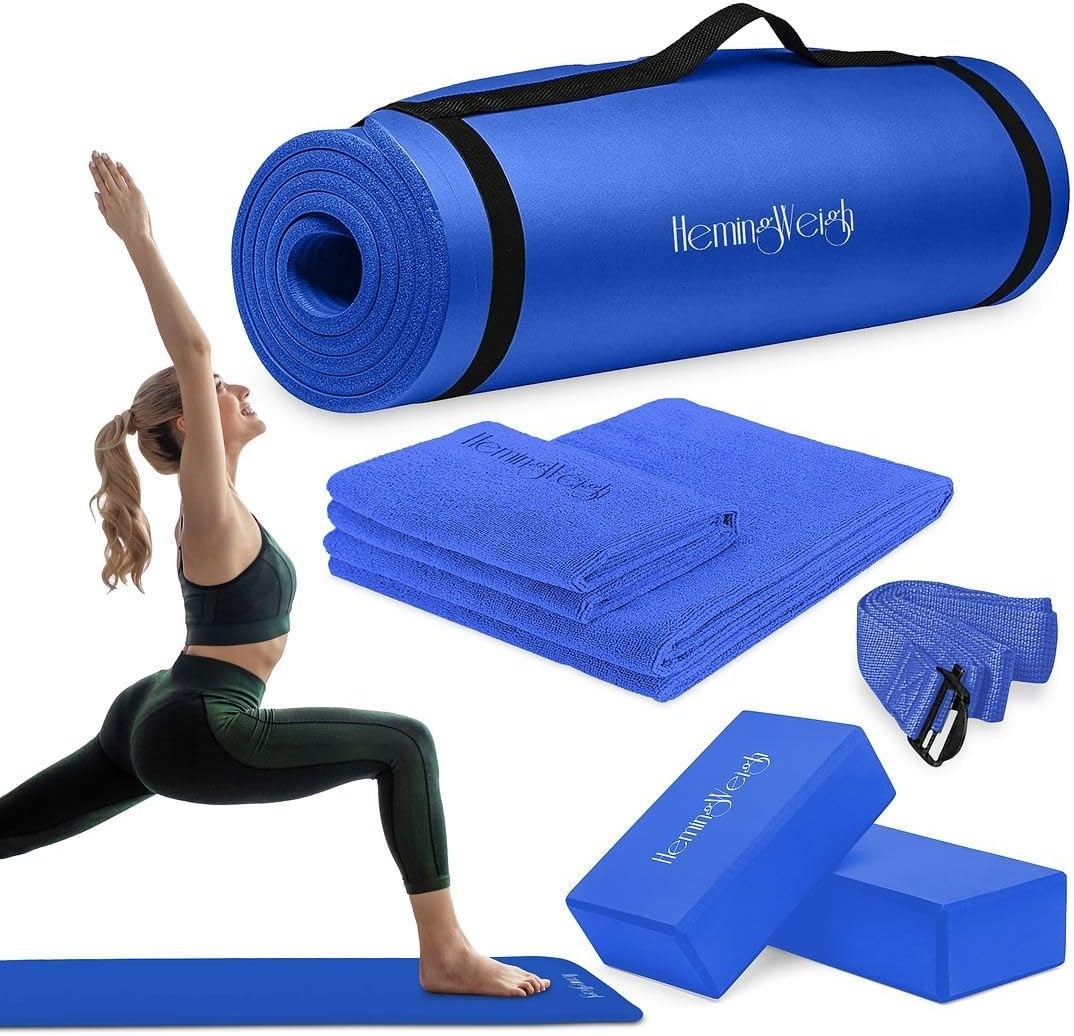 Thick Yoga Mat Kit for Home Workouts 1/2 Inch Thick Yoga Mat 72 x 24 inches