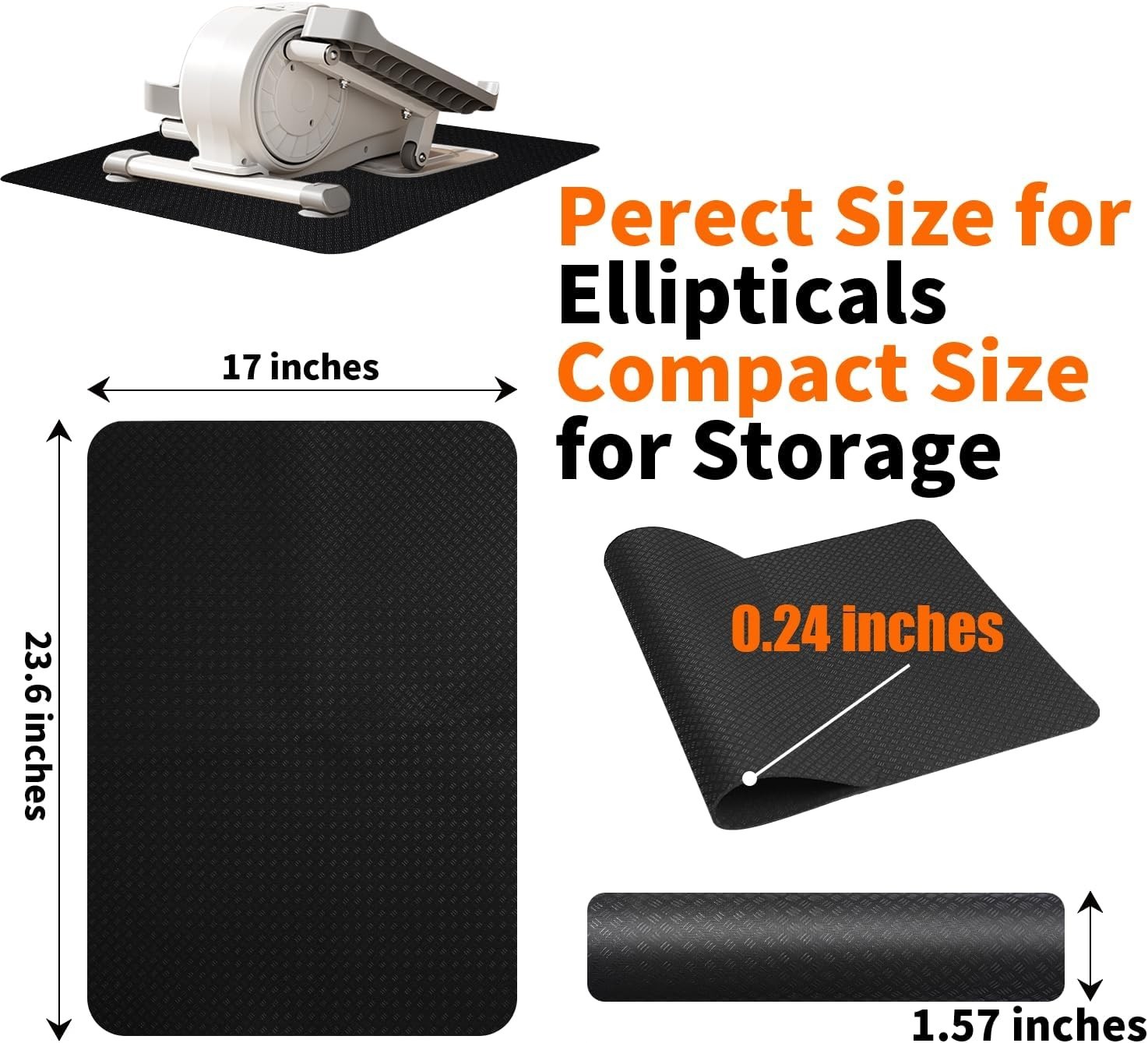 Double-Sided Non-Slip Workout Mat for Elliptical Machine, 23.6″ x 17″ Stepper…