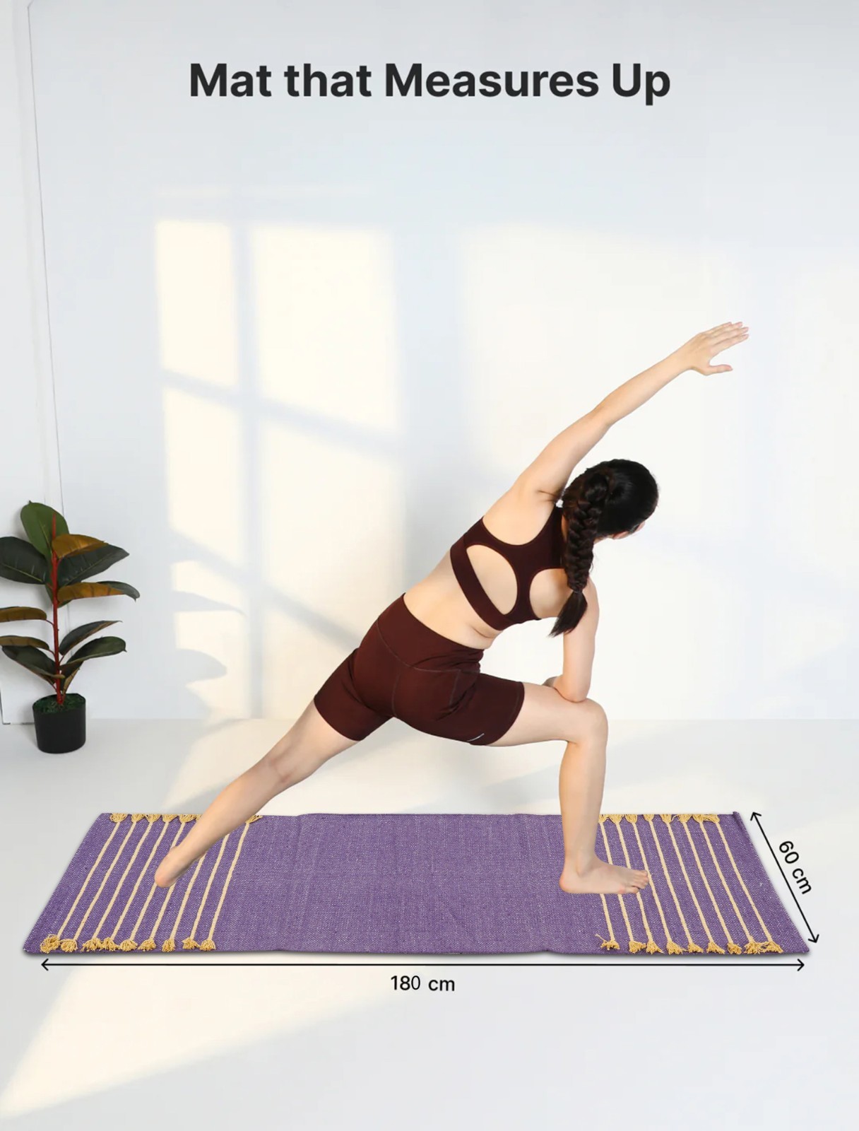 Yoga Mat Thick Non Slip Cotton Exercise Workout Mat Pilates Rug 2×6 FT