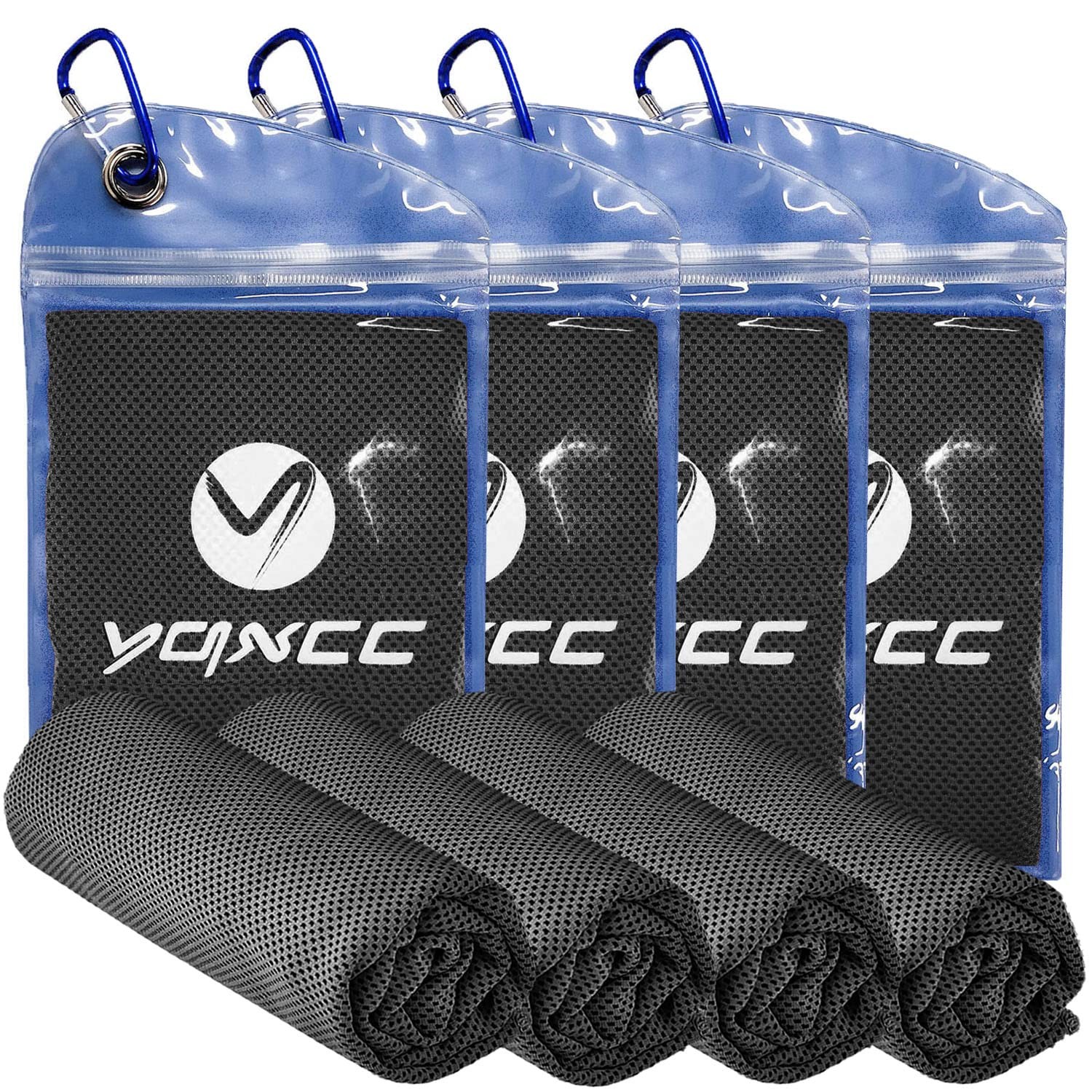 YQXCC Cooling Towels | 4 Pack 47″x12″ | Ice Cool for Large, Dark Gray 4 Packs